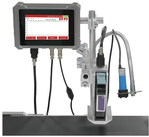 HDXAEW Industrieller Online-Tintenstrahldrucker, 12,7-mm-Düse, Etikettendrucker, Text, QR, Barcode, Logo, Bild, Ablaufdatum, Drucker auf Allen Oberflächen