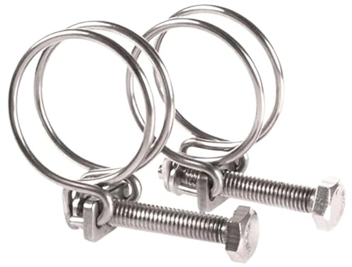 2PC 28-32mm Stainless Steel Hose Clamps Double Wire Fixed Throat Hoop Water Pipe Ventilation Clip