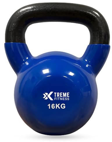 Xtreme Fitness Premium Kugelhantel 4-24 kg mit Vinyl beschichtung | Massive Gusseisen Kettlebell mit ergonomischem Griff, Robuste Hantel für Kraft Training, für CrossFit, HIIT und Home Gym