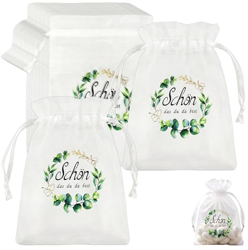 30PCS Organzasäckchen 10x15 Mit Kordelzug Für Party Und Hochzeit