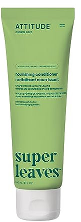 ATTITUDE Nourishing Hair Conditioner, For Dry and Damaged Hair, Naturally Derived Ingredients, Vegan Detangler, Dermatologically Tested, Grapeseed Oil and Olive Leaves, 240 mL