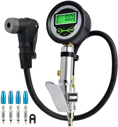 Manometro digitale per gonfiaggio pneumatici con valvola a selezione automatica, strumento per compressore d'aria Presta e Schrader