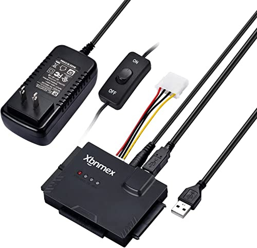 Xbnmex IDE SATA a USB 3.0 Cable lector de disco duro IDE SATA PATA USB 3.0 para disco duro HDD 2.5 pulgadas 3.5 pulgadas con adaptador de corriente CA externo de 12 V 2 A (negro) (cable USB 3.0)