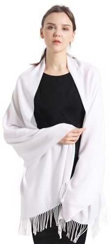 vimate Weiße Pashmina Tücher und Wickel, Frauen Pashmina Schals und Tücher für Abendkleider Brauthochzeiten (DE-White)