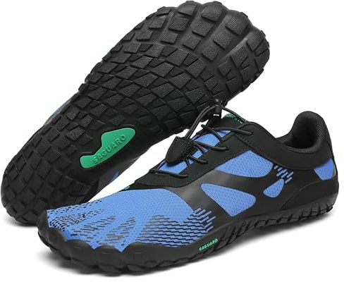 SAGUARO Zapatos Descalzos para Correr Hombre Barefoot Zapatillas Transpirables Zapatos de Trail Running Azul 46 EU