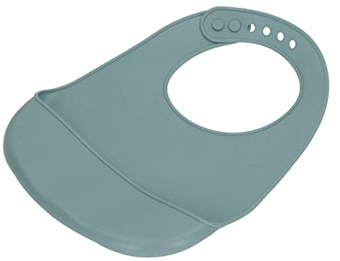 Keenso Bavoir pour bébé, Bavoir en Silicone, Passe au Lave-vaisselle, Poche Anti-déversement Réglable pour bébé (Vert