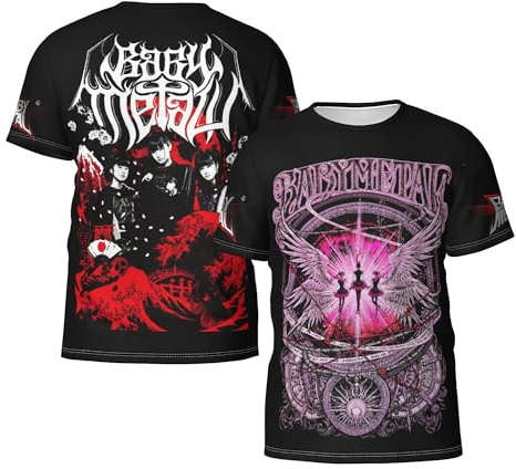 Babymetal Herren Rundhals T-Shirt Lässig Kurzarm Neuheit Schwarz Tshirts T Shirts Merch Tees Tops Für Männer Fans Geschenk Mens