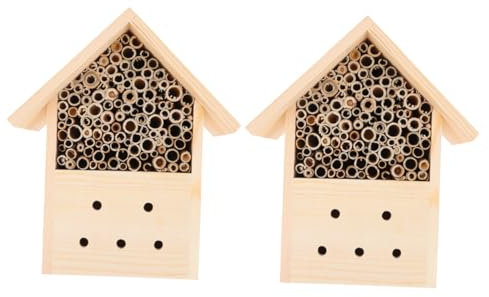 Sosoport 2stücke Hängendes Bienenhaus Aus Holz Teiliges Insektenhotel Für Wildbienen Und Marienkäfer Wetterfest Langlebig Bestäubern Garten Und Natur