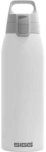 SIGG - Isolierte Trinkflasche - Thermosflasche Shield Therm One White kohlensäurehaltige Getränke - Auslaufsicher - Spülmaschinenfest - BPA-frei - 90% recycelter Edelstahl - Weiß - 1L