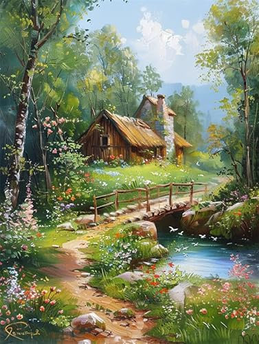 Lfynior Kreuzstich set Kinder Landschaft 11CT Kreuzstich Starter Set 40cmX50cm DIY Vorgedruckt Stickbilder Stickset Handwerk Home Decor Starter-Set für Wandkunst-Heimdekoration
