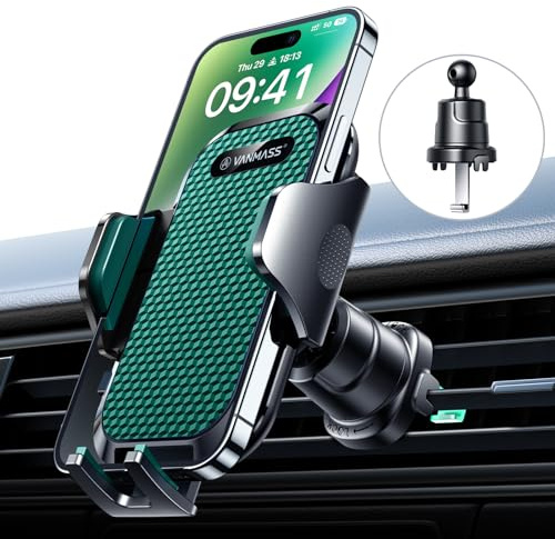 VANMASS 2026 Handyhalterung Auto Handy-Ständer Bombenfest Lüftungshaken Handy Halterung Auto Lüftung 100% Sicherer Griff Handyhalter 360°Drehbar Autohalterung Handy für iPhone Samsung Smartphone,Grün