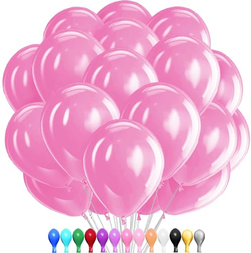 LUKIUP 100 Stück 30 CM Rosa Luftballon,12 Zoll Rosa Latex Ballons, Hellrosa Partydekoration Geeignet für Geburtstage Hochzeit Valentinstag Graduierung Kommunion Thema Party