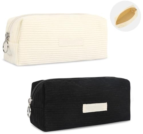 YGKYMVW 2pcs Mäppchen, Federmäppchen Mäppchen Cordstoff Federmäppchen Mädchen Teenager Stiftemäppchen Aesthetic Mäppchen, Schlamppermäppchen Stiftetasche für Schulsachen zur Aufbewahrung von Stiften
