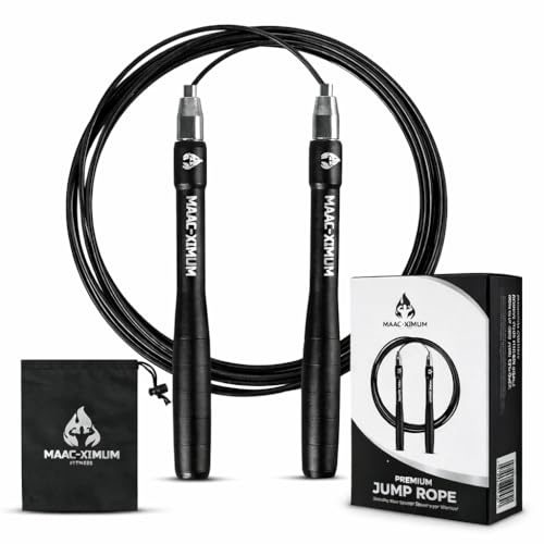 MAAC-XIMUM PREMIUM JUMP ROPE, Lightweight, Self-Locking, Adjustable for Adults, Speed Skipping Rope, Fitness, Crossfit, Boxing, MMA