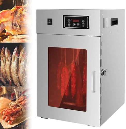 800W/1000W Rotary Automatic Meat Dryer, Stainless Steel Biltong Box Food Dehydrator and Drying Cabinet LED Control Panel Home Meat Dryer, Industrial Grade Dryer 30-90℃ Adjustment,5KG