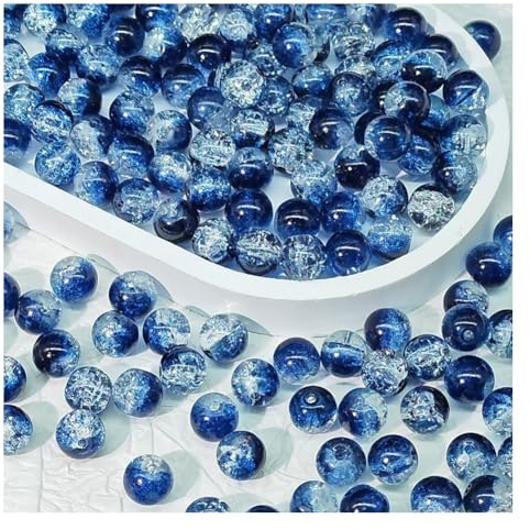 Wisafory 100 Pcs Craquelé-Glasperlen 10 mm Kristallglasperlen runde Abstandshalter Glasperlen lose Perlen für Bastelarbeiten Ohrringe Halsketten Armbänder Schmuckherstellung Aquamarin