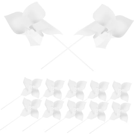 Milisten Moulins à Vent en Papier Blanc Vierge pour Garçon et Filles, 12 Pièces, DIY Peinture Créative, Girouettes Légères de Jardin, Jouets D’activités de Plein Air, Projet Loisirs Créatifs Été