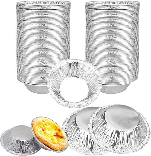 YSTrillion Molde Tarta Huevo,100 Piezas Molde Papel Aluminio,Desechables Reposteria Molde de Tartaleta de Huevo Lata Moldes Papel Aluminio, para Pudding,Tarta,Cupcake,Muffin