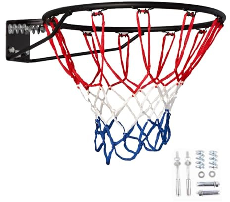 DreamHoops Basketballkorb Outdoor Wandmontage Ø45cm, Profi Metall Basketballring mit Federn & Netz, hängend, Indoor & Outdoor für Jugendliche & Erwachsene