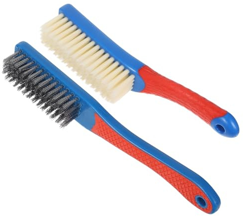 Housoutil 2 pièces Brosse de Nettoyage Portable avec Poils Durs et Brosse Fil Acier Inoxydable Set Pratique pour Bijoux et Objets Délicats
