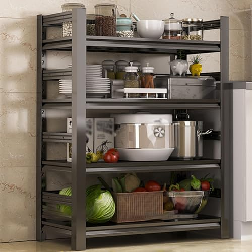 Adjustable 3-Sided Etagere Kitchen Rack with Easy-Clean Foot Pads Height Adjustable Storage Shelf for Living Room and Dining Area (50x30x103cm)