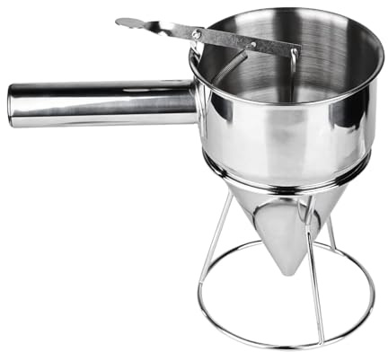 Distributeur pâte à crêpe 1200ml entonnoir à piston en acier inoxydable avec support, outil de cuisine pour pâte, crêpes, gâteaux, desserts et pâtisserie maison