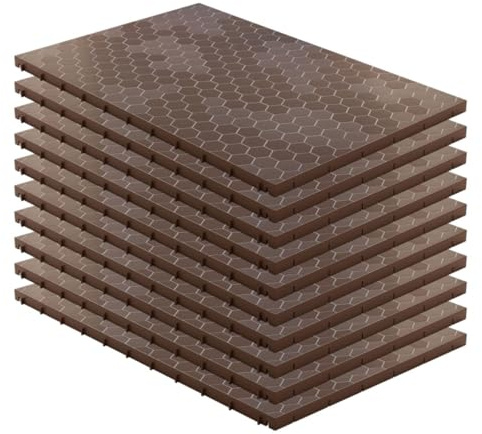 INTEC - Lot de 10 Dalles de sol Clipsable Marron Taupe 116x76x3cm Polypropylène Revêtement de Sol Modulable Intérieur/Extérieur Supporte Charge Lourde