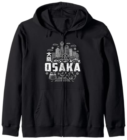 Osaka Japan Skyline - Recuerdo japonés Kanji para viajeros Sudadera con Capucha
