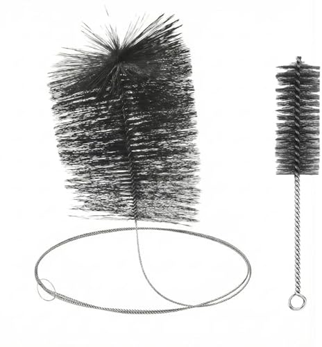 2 Stück Ofenrohrbürste Set, Schornsteinbürste, Ofenrohrbürsten zur Rohrreinigung, Ofenbürste Kaminbürste ø 150 mm/180 mm, Kaminbesen Rohrbürste Mit Schubstange und Stahldraht für Kaminreinigung (17cm)