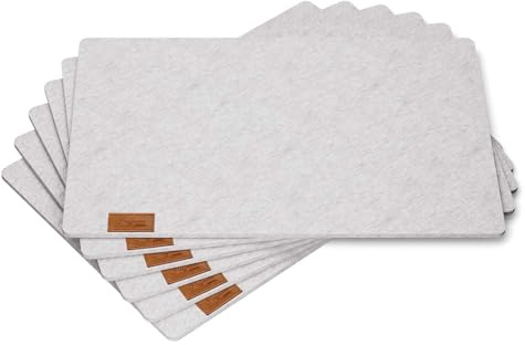 Hoffmann 6er Set Tischsets abwaschbar I Platzsets abwischbar Filz I Tischset Grau 45x30 cm I 6 mm Dick I Placemats I Tischuntersetzer (Hellgrau)