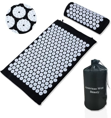 Acupressure Mat & Pillow Set with Carry Bag | Natural Back & Neck Relief | Full Body Acupuncture Massage Mat for Relaxation, Circulation & Better Sleep