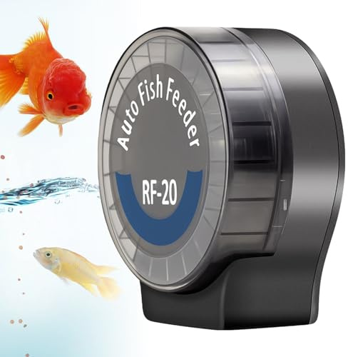 Automatisk foderautomat för akvarium, automatisk utfodrare med timer, foderdispenser för pulver, pellets och granulat, 108 ml justerbar, batteridriven