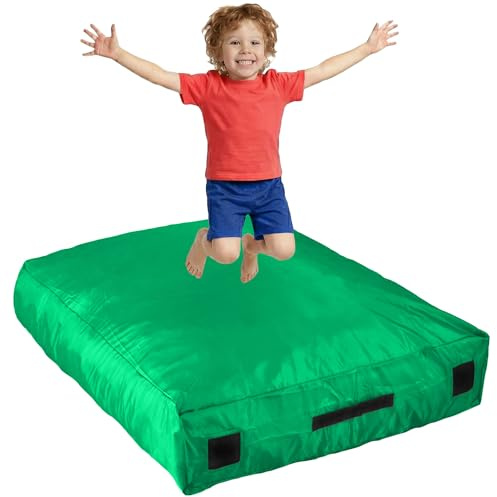 SaferBounce Crash Pad for Kids Sensory | Big 5Ft x 5Ft Or 3Ft x 4Ft | Autism Sensory Crash Mat for Jumping & Play | Crashpad | Soft Foam Landing Pad for Kids | Giant Pillow Mat | Climbing & Gymnastics