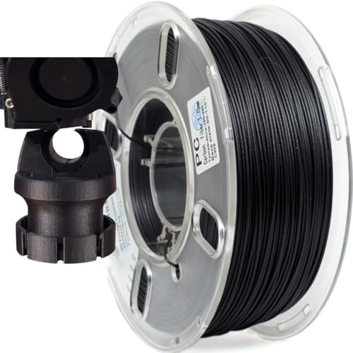 Priline Filament für 3D-Drucker, Kohlefaser und Polycarbonat, 1 kg, 1,75 mm, Maßgenauigkeit +/- 0,03 mm, 1.75mm, Karbonfaser-Polycarbonat, Schwarz