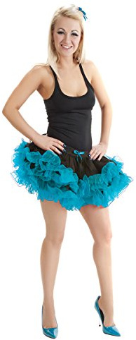 Crazy Chick vuxen dam 2 lager kort volang tutu kjol damer svensexa halloween fester | St. Patrick Day, Svart turkos, one size