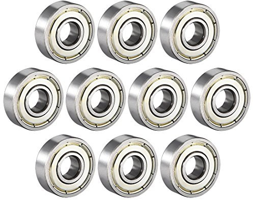 sourcing map 608ZZ Deep Groove Ball Bearing Double Shield 608-2Z 80018 8mm x 22mm x 7mm High Carbon Steel Z1 Bearings (Pack of 10)