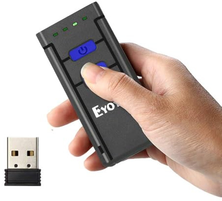 Eyoyo Mini 1D Wireless Barcode Scanner Bluetooth,3-in-1 Bluetooth&2.4G Wireless&Wired Connection, Portable Inventory Bar Code Reader Compatible with iPhone, Android, Windows, Mac Tablets or Computers