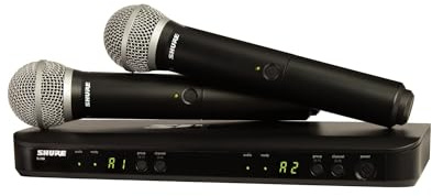 Shure BLX288/PG58 UHF Wireless Microphone System - Perfect for Church, Karaoke, Vocals - 14-Hour Battery Life, 300 ft Range | Includes (2) PG58 Handheld Vocal Mics, Dual Channel Receiver | H11 Band