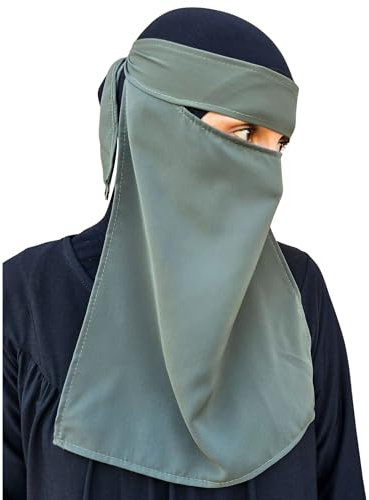 Hijab Niqab ansikte slöja Jilbab Abaya Khimar huvudduk en del islamisk halsduk idealisk Madrassa-moské ramadan Eid bröllop varje dag, Khaki, one size