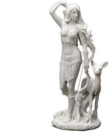Veronese Design 24 cm hohe Statue aus Kunstharz, gegossenes Marmor-Finish, Artemis, griechische Naturgöttin der Jagd und des Mondes