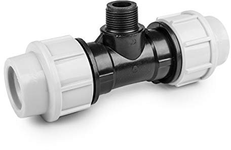 PE Rohr Verschraubung Fittings Klemmfitting T-Stück Außengewinde AG für Verlegerohr Rohrverbinder (25mm x 1/2)
