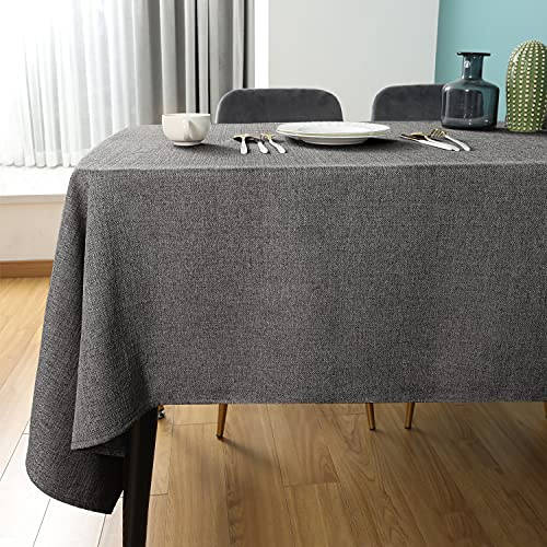 Tischdecke Leinen Tischwäsche Grau 140 x 240 cm Eckig Abwaschbar | Tischdecke Wasserdicht Tischtuch outdoor Gartentischdecke Küche Restaurant Partys Festen Weihnachten Neujahr