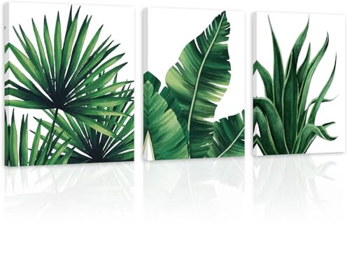 COSCTOR 3-teilige botanische Wandkunst-Leinwand für Wohnzimmer, 30,5 x 40,6 cm, Monstera-Dekor für Schlafzimmer, tropische Pflanze, moderne Heimdekoration, gerahmte Leinwand, fertig zum Aufhängen
