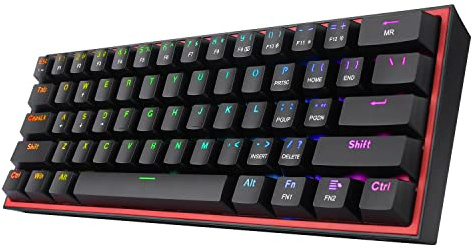 Redragon K617 Fizz Clavier Filaire RGB 60% 61 Touches Linéaire Noir | clavier gaming filaire RGB 60% 61 touches mécanique compact linéaire rouge support pilote logiciel noir