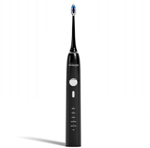 NEOPULSE® - NEOSONIC® - Brosse à Dents Électrique Technologie Sonique + 2 Têtes de brosse - Rechargeable USB-C - 3 Mois d'Autonomie - 15 Réglages - Minuteur - Compatible NEOKIDS- Garantie 2 Ans - Noir