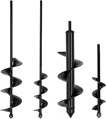 SYITCUN Coclea da giardino per trapano per terra, confezione da 4, cacciavite a batteria, strumento di scavo per piantare, coclea per fioriere per impieghi gravosi per scavare fori