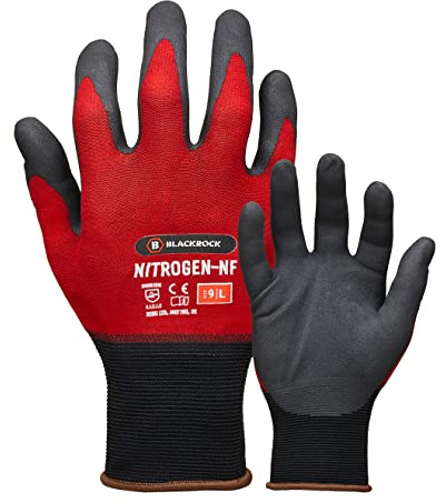 Blackrock Nitrogen-NF ultraleichte Sicherheitshandschuhe, Nitrilschaum | für Männer und Frauen, Nitrilschaum-Beschichtung für trockenen, nassen und öligen Grip, Stretch Fit Nylon Liner, Heimwerker