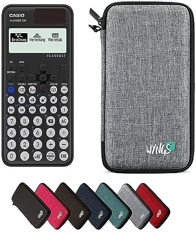 Casio fx-810DE CW ClassWiz inkl. WYNGS Schutztasche Hellgrau - Wissenschaftlicher Taschenrechner - Basic Set