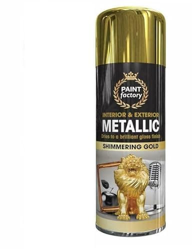 SuperGift.com 400ml Multipurpose Metallic Aerosol Spray Paint Quick Drying Spray For Fast Dry and Excellent Coverage for Metal, Wood, Plastic and More (Shimmering Gold)