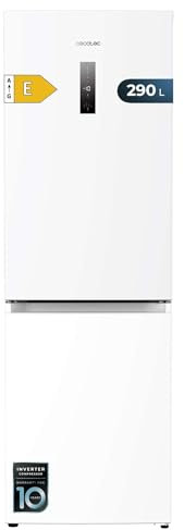 Cecotec Frigorífico Combi Gris Acero de 290L Bolero CoolMarket Combi 290 Inox. Alto 185cm y 59,5cm de Ancho, Total Nofrost, Bajo Consumo, Cajón para Productos Frescos, Puerta Reversible